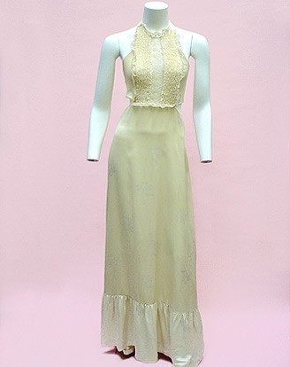 70S YOUNG EDWARDIAN SATIN MAXI DRESS 4/6